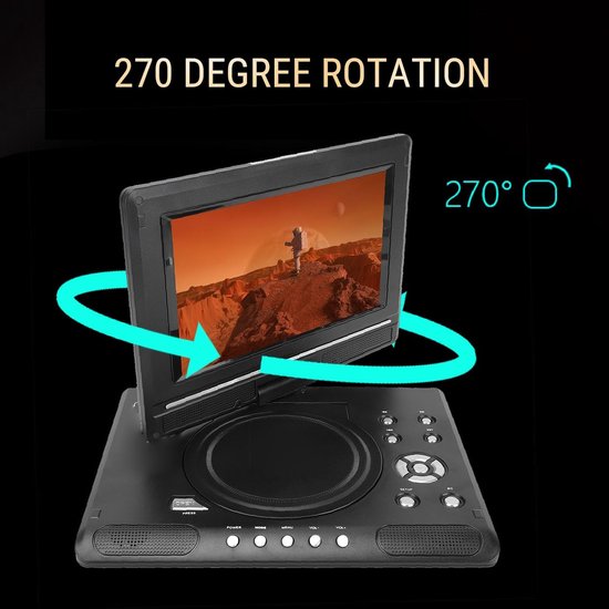 Draagbare DVD Speler - 3D Speler HD Speler - Reis Entertainment - 270° Draaibaar Scherm - 9.8 Inch - Niet gespecificeerd — afbeelding 5