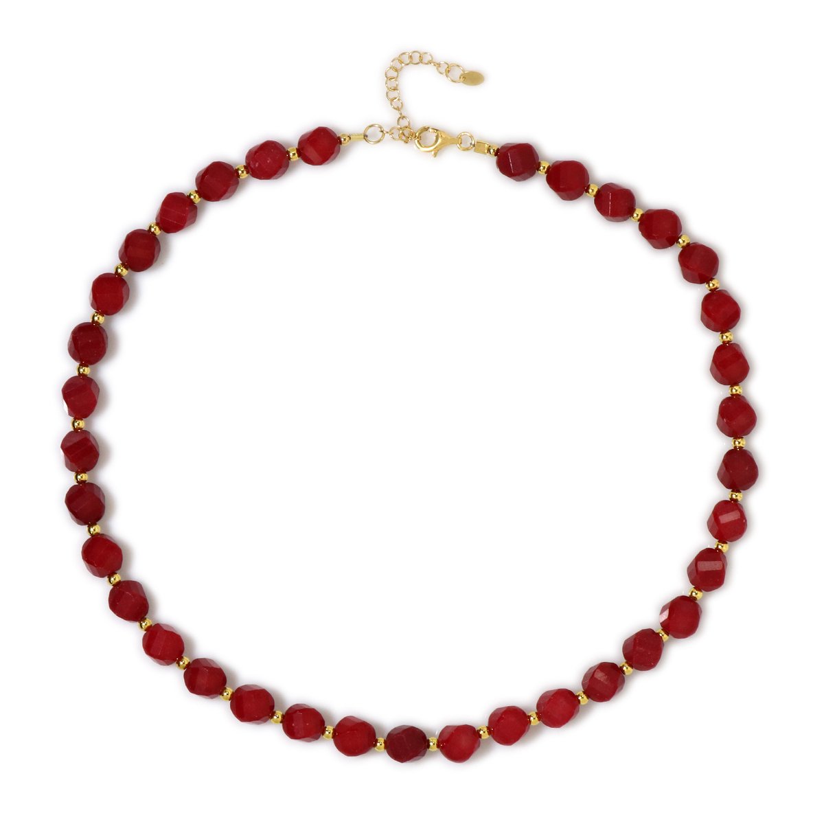 Cavill - Halsketting 925 Sterling Zilver Verguld - Rode Kwarts 158,76 ct & Gouden Hematiet 12,14 ct - Verstelbaar & Elegant Sieraad