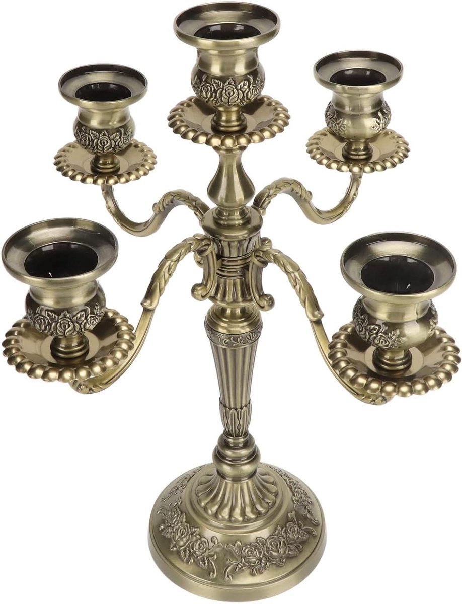 Metalen Kandelaar - Kaarsenhouder Candelaber - Feestelijke Sfeer Creëren - Duurzame Zinklegering - 28 x 15 x 10 cm - Zilverkleurig