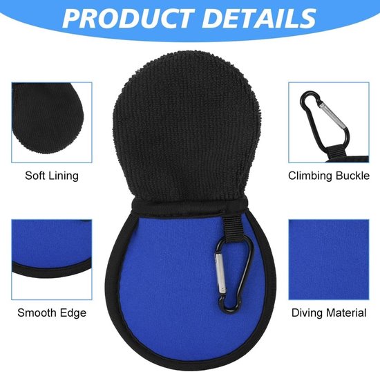 Waterdichte Golfbal Reinigingszak met Carabiner, Dubbele Laag, Golfaccessoires voor Mannen en Vrouwen, Ideaal Cadeau voor Golfliefhebbers — afbeelding 2