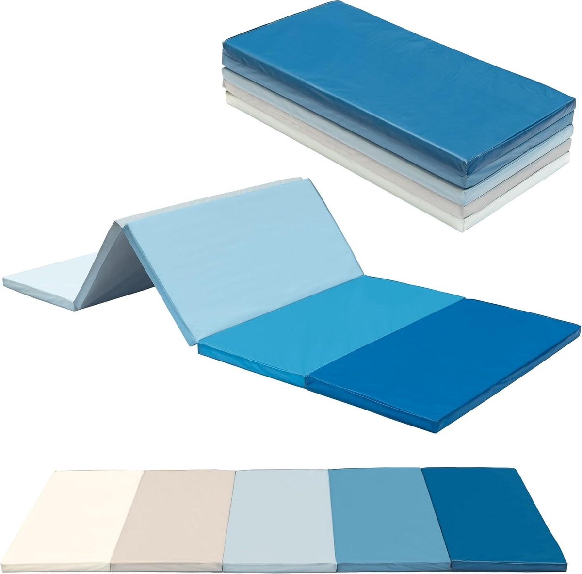 Vouwbare Gymnastiekmat - Sportmat Vloermat - Thuis Sporten - Compact Opvouwbaar - 185 x 76 cm - Blauw