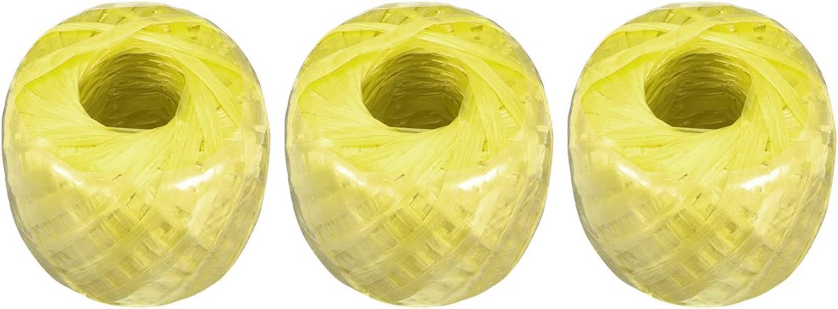SnelShoppen - Polyester Nylon Touw 100m - 3 Rollen Geel - Voor Huishoudelijk Bundelen, DIY, Tuin, Camping, Verpakkingen