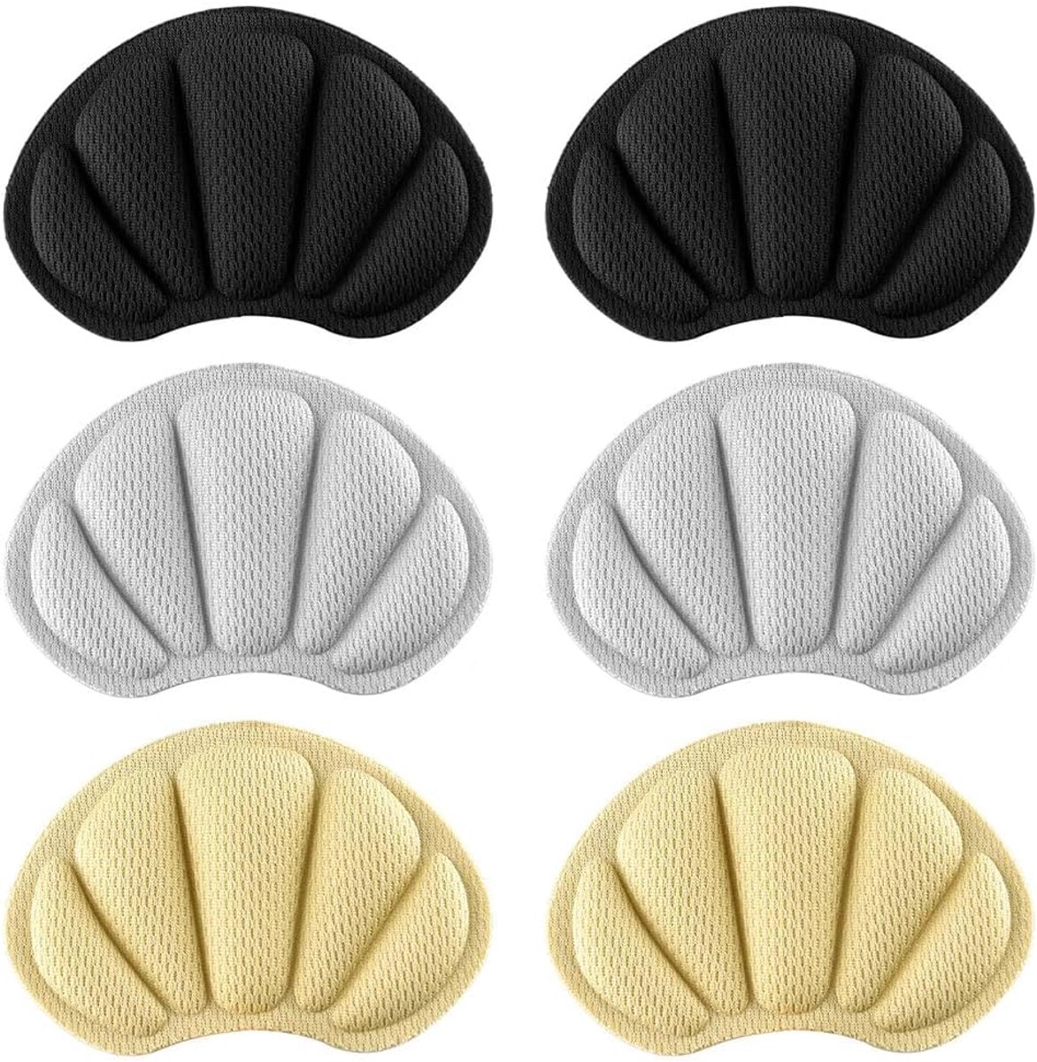 SnelShoppen - 6 Paar Hiel Pads, Zelfklevende Antislip Schoen Pads voor Te Grote Schoenen, Comfortabele Voet Pads voor Mannen en Vrouwen Sport Schoenen