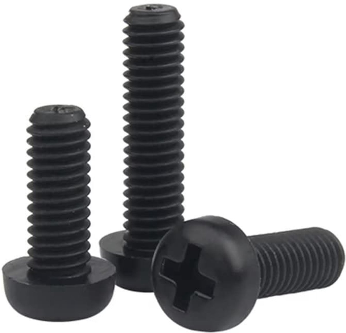 SnelShoppen - Plastic Schroeven, Ronde Phillips Schroeven, Nylon, Zwart, M2.5 x 6 mm (Verpakking van 100) - Perfect voor Klussen, Doe-Het-Zelf, en Hob