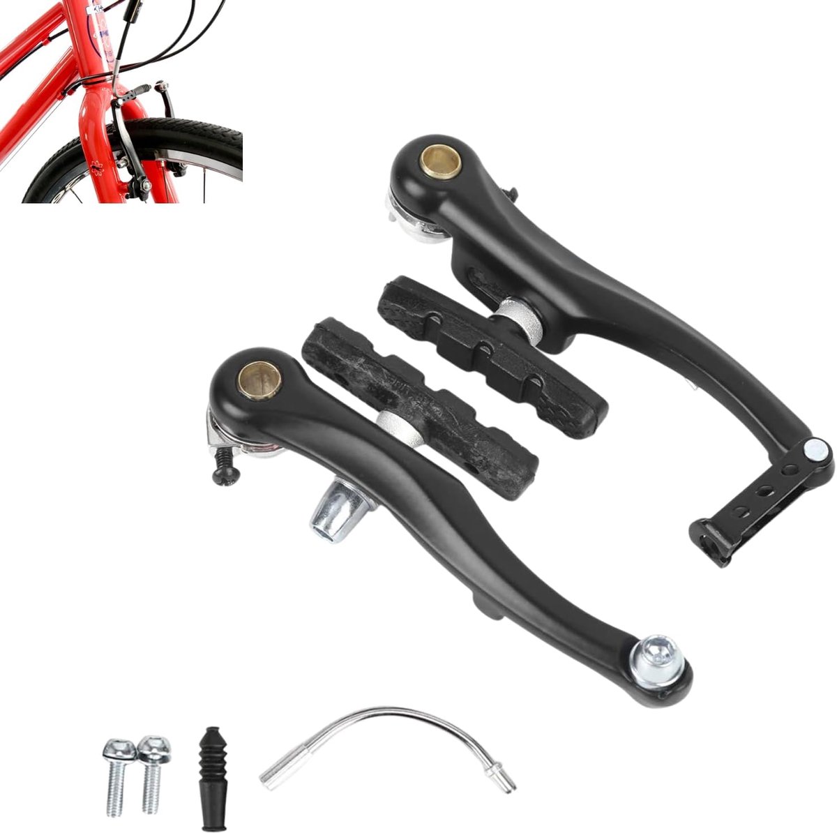 SnelShoppen - 1 Paar Zwarte Opvouwbare Mountainbike V Remmen Aluminium Fietsonderdelen Fietsremmen Versterking Upgrade