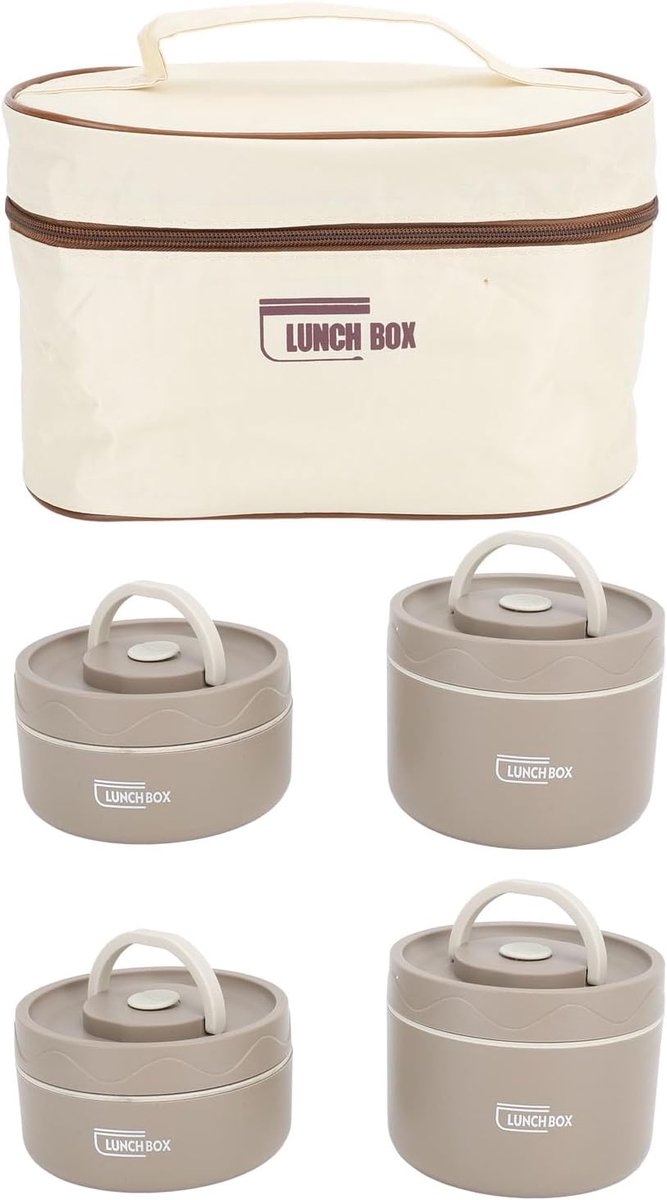 SnelShoppen - Multifunctionele Thermo Box - RVS Geïsoleerde Lunch Box - 4 Stuks - Ideaal voor Buitenshuis, Keuken, Bento Box, Opslag en Meer