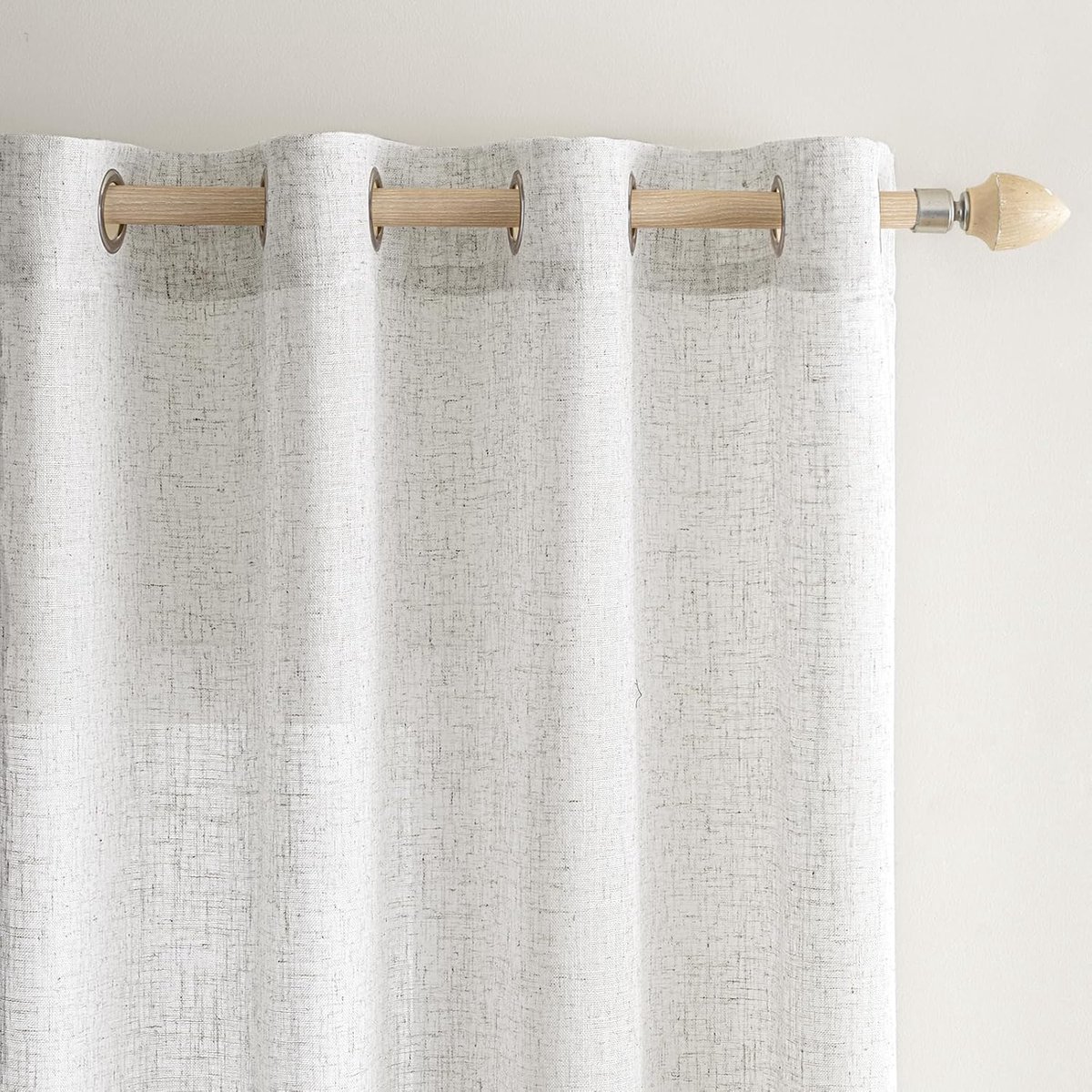 SnelShoppen - Gordijnen van Linnen met Oogjes, Voile Linnen Look Modern Semi-Transparant voor Woonkamer, Kinderkamer, Keuken, Set van 2, 140 x 137 cm