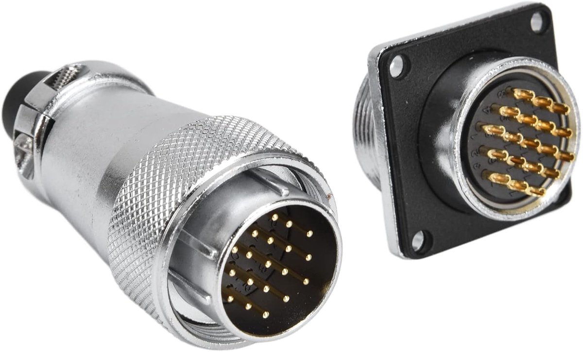 SnelShoppen - WS24 19Pin Luchtvaart Connector Plug, Waterdichte Vrouwelijke Connector, Hoogwaardige Zinklegering, 400V, 5A, Perfect voor Elektronische
