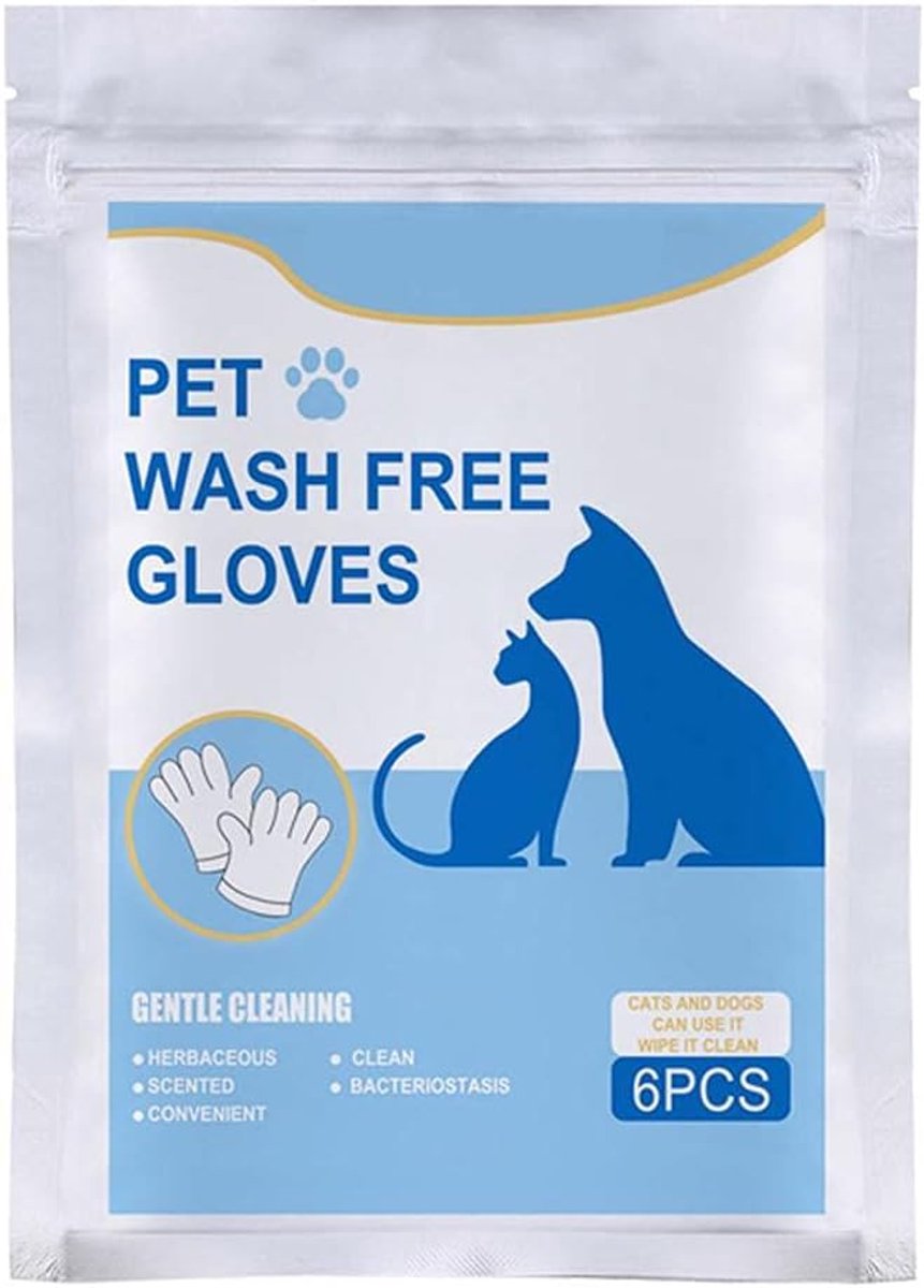 SnelShoppen - Pet No Washing Glove Dierverzorging Handschoenen - Huisdier Verzorgingsaccessoires voor Honden en Katten - Hypoallergene en PH Gebalance