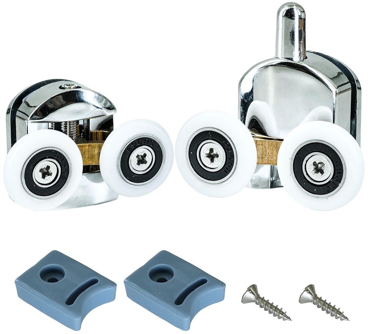 SnelShoppen - 2 x 23mm Douchedeur Wielen Vervangonderdelen Top en Onder Wielen voor Douchedeuren, Douchecabines en Glazen Deuren (4-6 mm), Verstelbare
