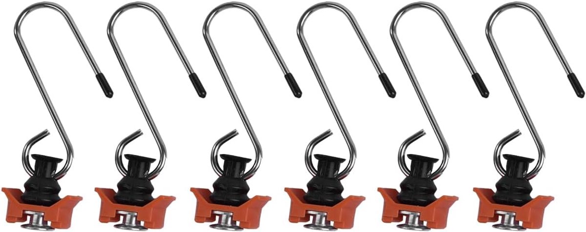SnelShoppen - Set van 6 Vliegtuig Rail Accessoire Haken - Stevige Bevestigingshaken voor Vliegtuigrails, Ondersteunt tot 50kg, Ideaal voor Het Beveili