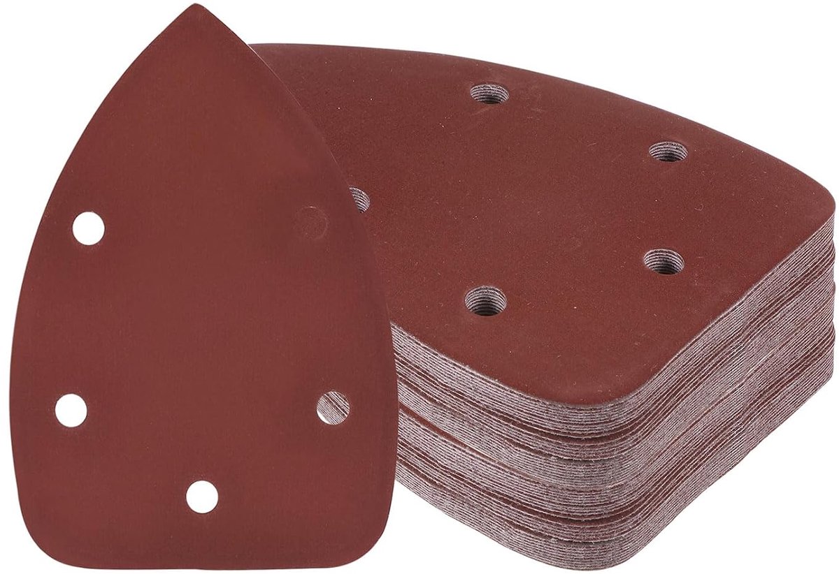 SnelShoppen - 50 Stuks Driehoekige Schuurpapier 1500 Korrel - 90 mm x 140 mm - Aluminium Oxide - Perfect Voor Polijsten Houten Meubels - 5 Gaten - Voo