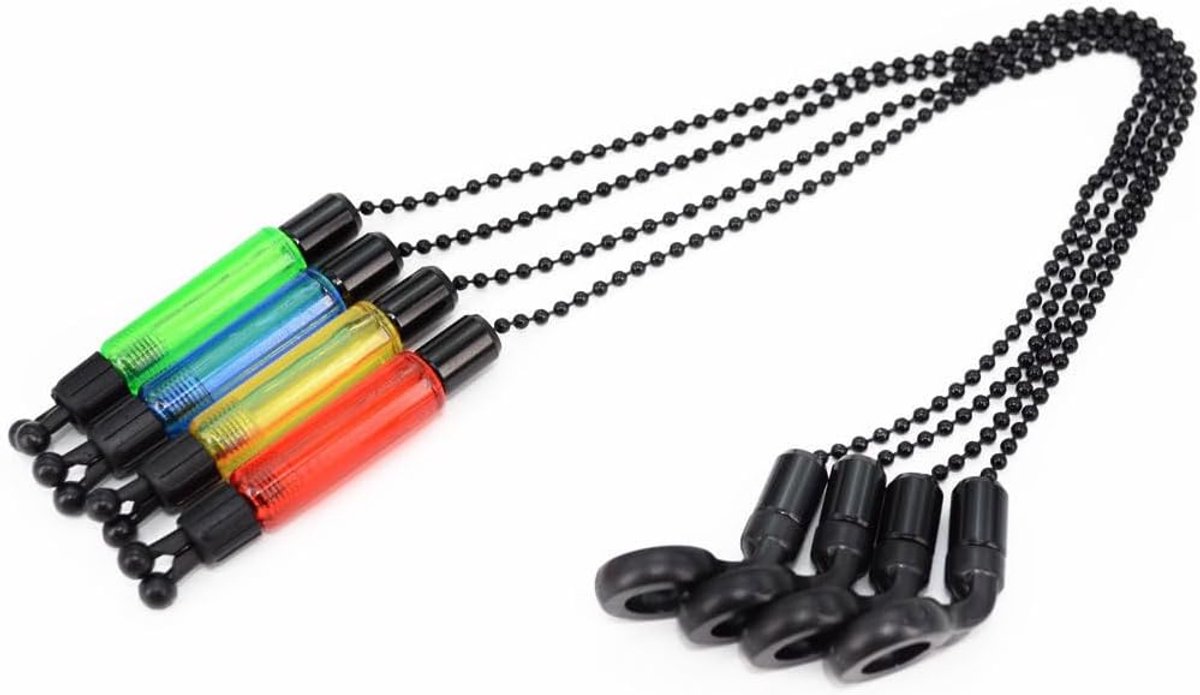 SnelShoppen - Fish Bite Indicator Set 4-Pack - Karper Vissignalen Alarms - Draagbaar en Afneembaar - Nachtvissen - Rood, Geel, Groen en Blauw