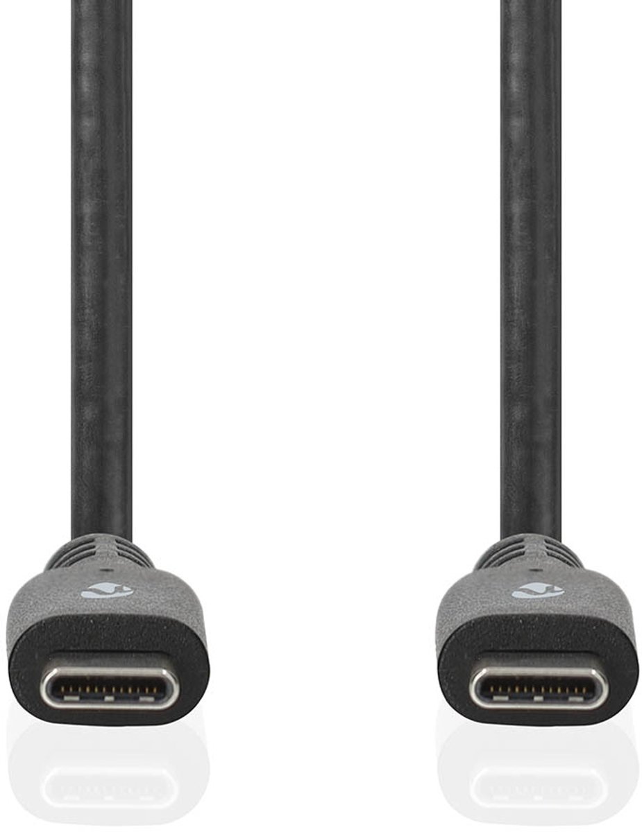 Nedis USB-Kabel - USB 3.2 Gen 2 - USB-C Male - USB-C Male - 100 W - 4K@60Hz - 10 Gbps - Vernikkeld - 2.00 m - Rond - PVC - Zwart - Doos