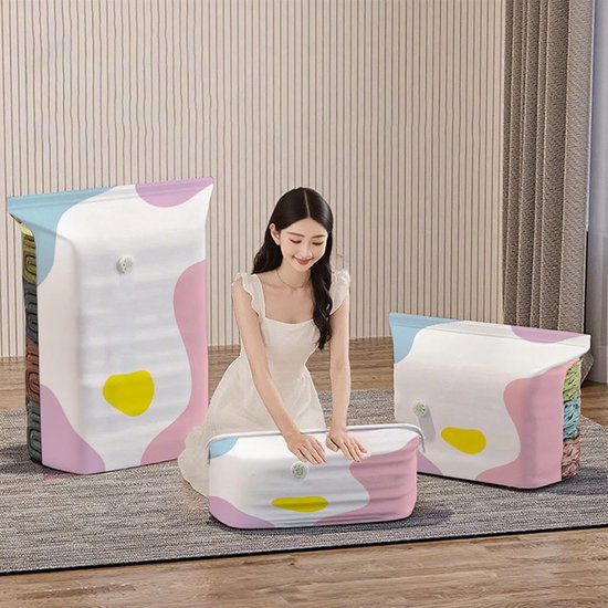 Vacuüm Kleding Opbergzakken - Compressie Dekbed Inpakorganizer - Ruimte Besparen - Pompvrij Ontwerp - 70x50x30cm - Kleurrijk — afbeelding 3