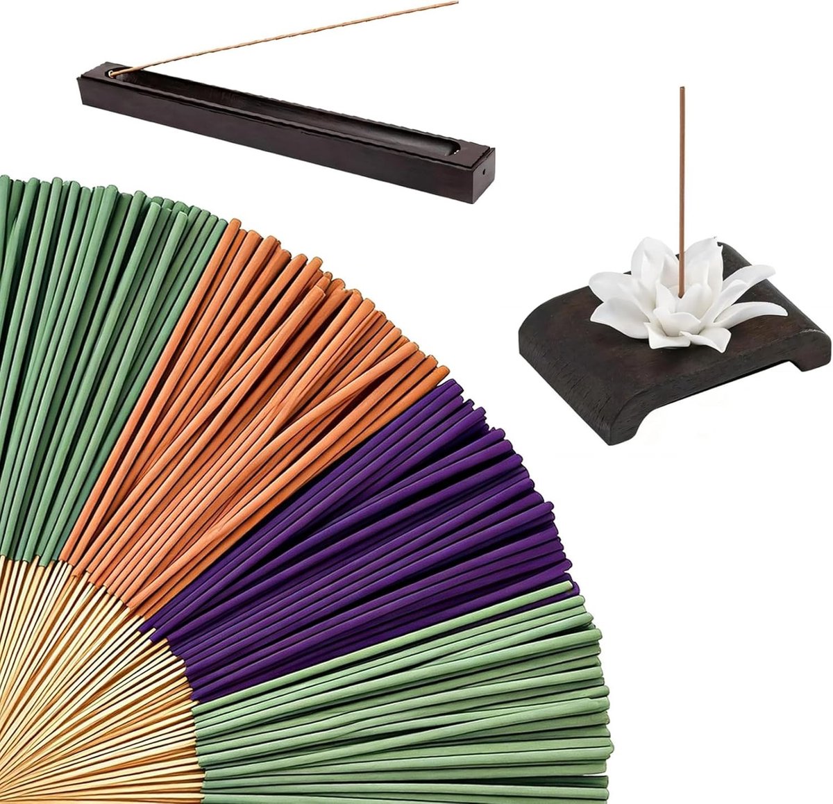 Premium wierookstokjes - 160 stuks 100% natuurlijk zonder chemicaliën, met houder en sandelhouten vakken voor meditatie, ontspanning en aromatherapie
