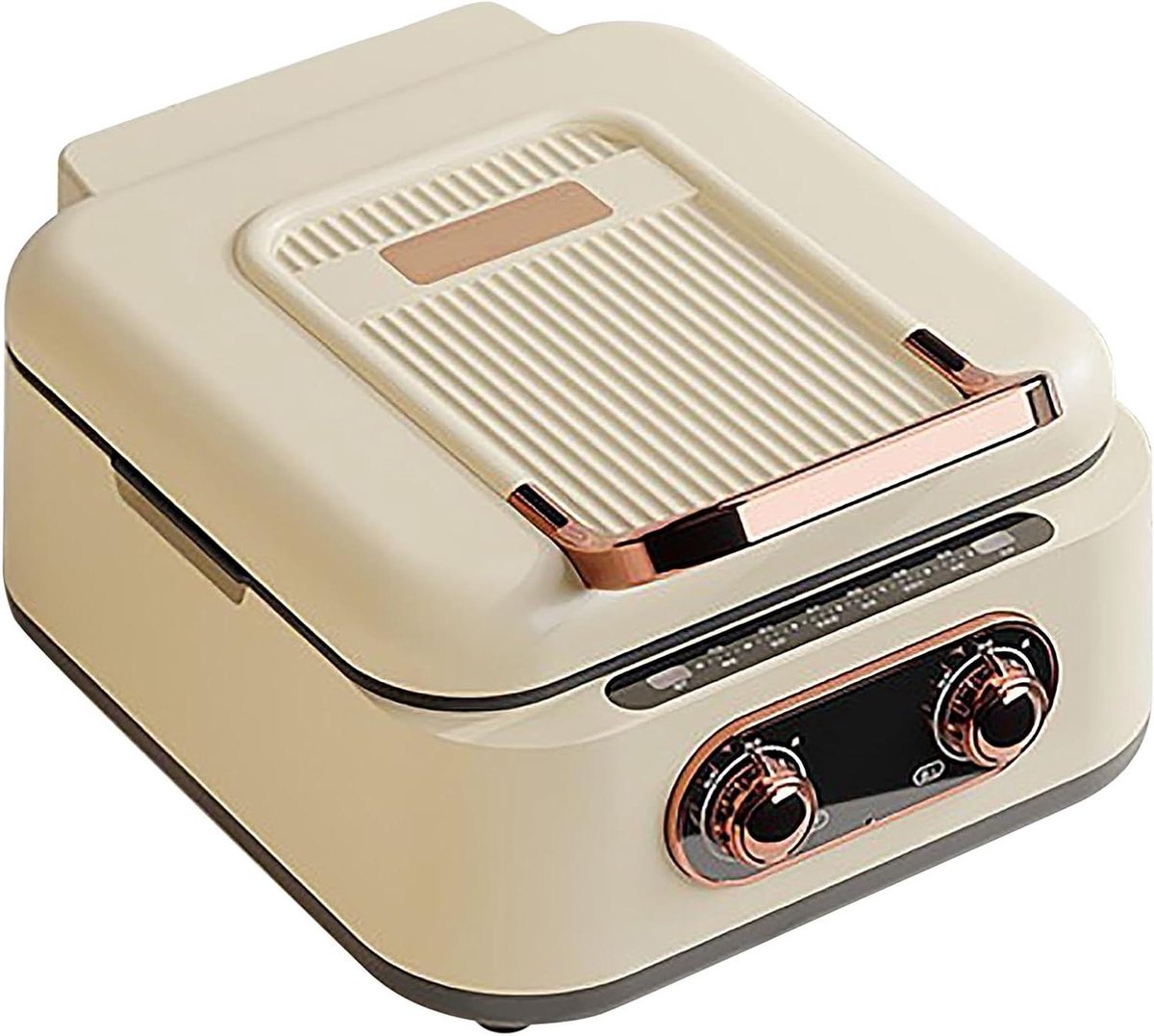 Elektrische Pannenkoekenpan - Elektrische Bakpan - Gezellig Eten - Dubbele Bakplaten - 13D x 11W x 7H cm - Wit
