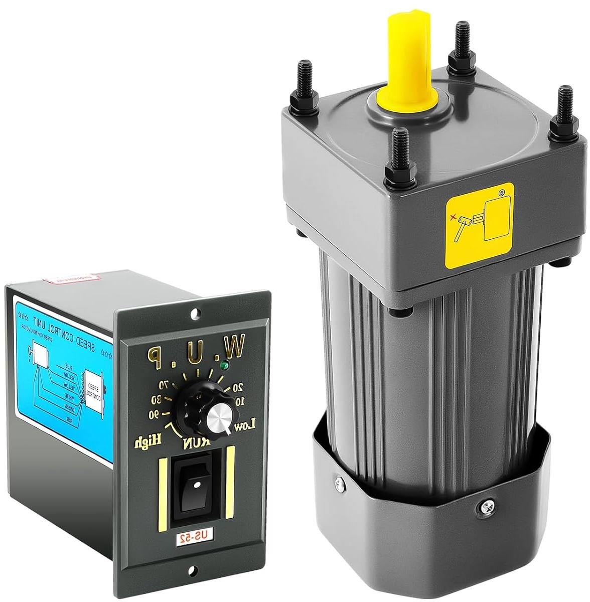 Transmissiemotor met Regelaar - Motor met Snelheidsregeling - Industriële Machines - Traploze Snelheidsinstelling - 90 W 38 Nm - Grijs