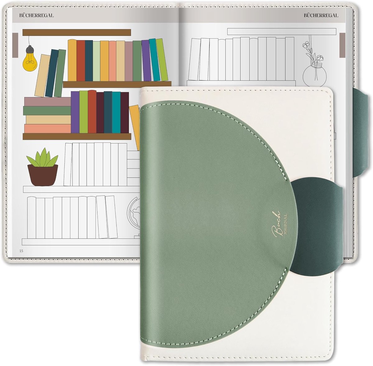 SnelShoppen - A5 Dagboek voor Volwassenen Patchwork Patroon Groen - Notitieboek, Agenda, Schrijfgerei, Dagelijkse Planning, Creatief, 21x14,8 cm, Perf