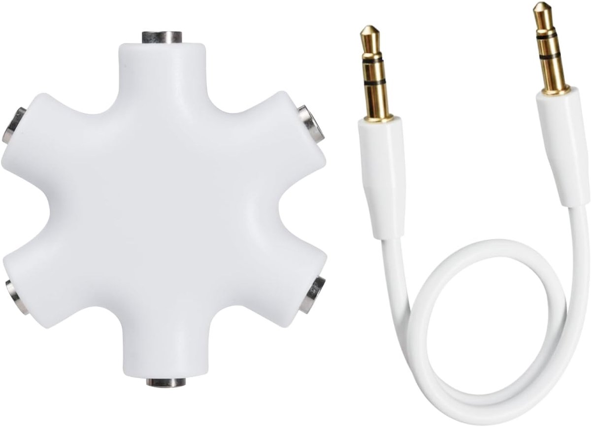 Audio splitter 5-jack 3.5mm - 23cm kabel - jack divider - deel muziek met vrienden - SnelShoppen