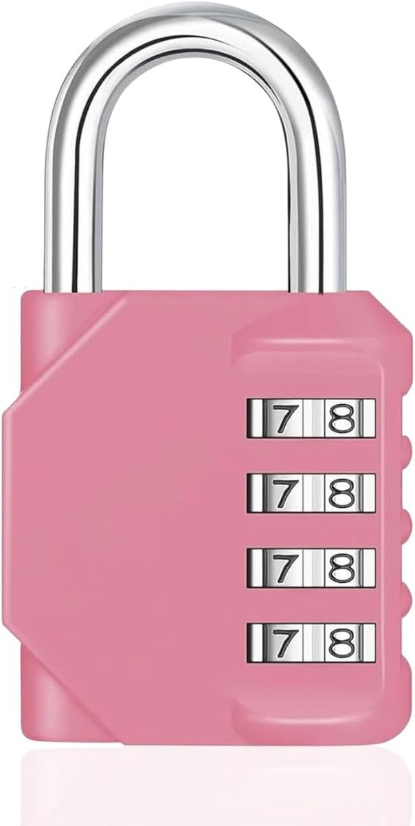 SnelShoppen - 4-cijferige Combinatieslot, Waterdicht Zinklegering, Roestvrijstalen Code Hangslot voor Kast, Gym, Garage, Gereedschapskoffer (Roze)