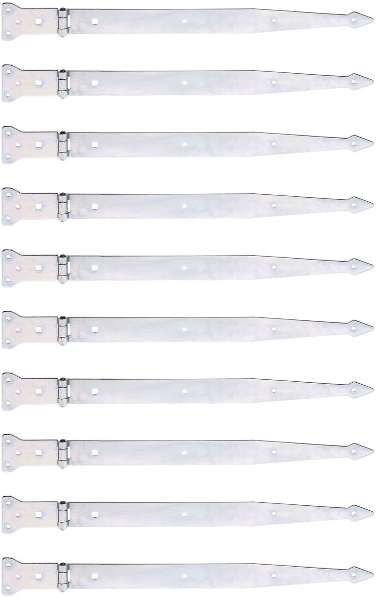 Alberts 845582 staartscharnier | met vastgeklonken stift | galvanisch verzinkt, gechromateerd | band 500 x 45 mm | scharnier 101 x 63 mm | Set van 10