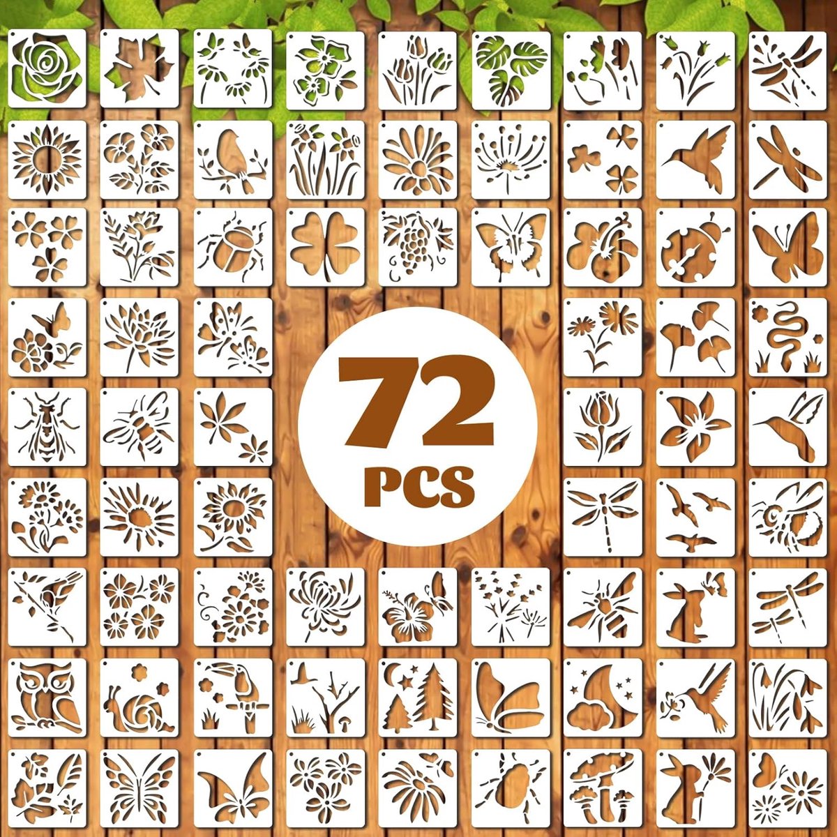 Stencil set 72-delig - herbruikbare sjablonen - vlinders en bloemen - ideaal voor creatieve muurschilderingen - ShopVlot