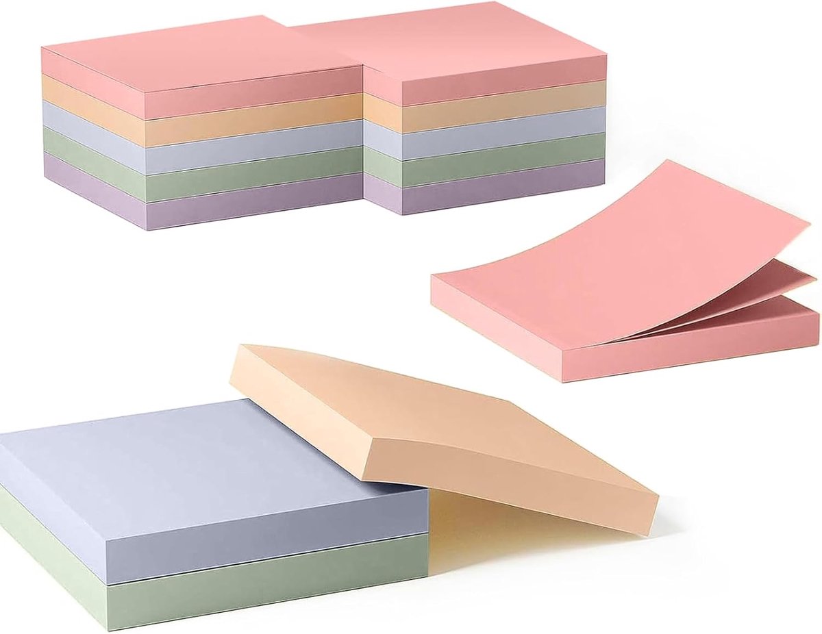 SnelShoppen - Kleurige Zelfklevende Notities 76 x 76 mm - Sticky Notes voor Kantoor, Thuis, School, Vergadering - 10 Stuks