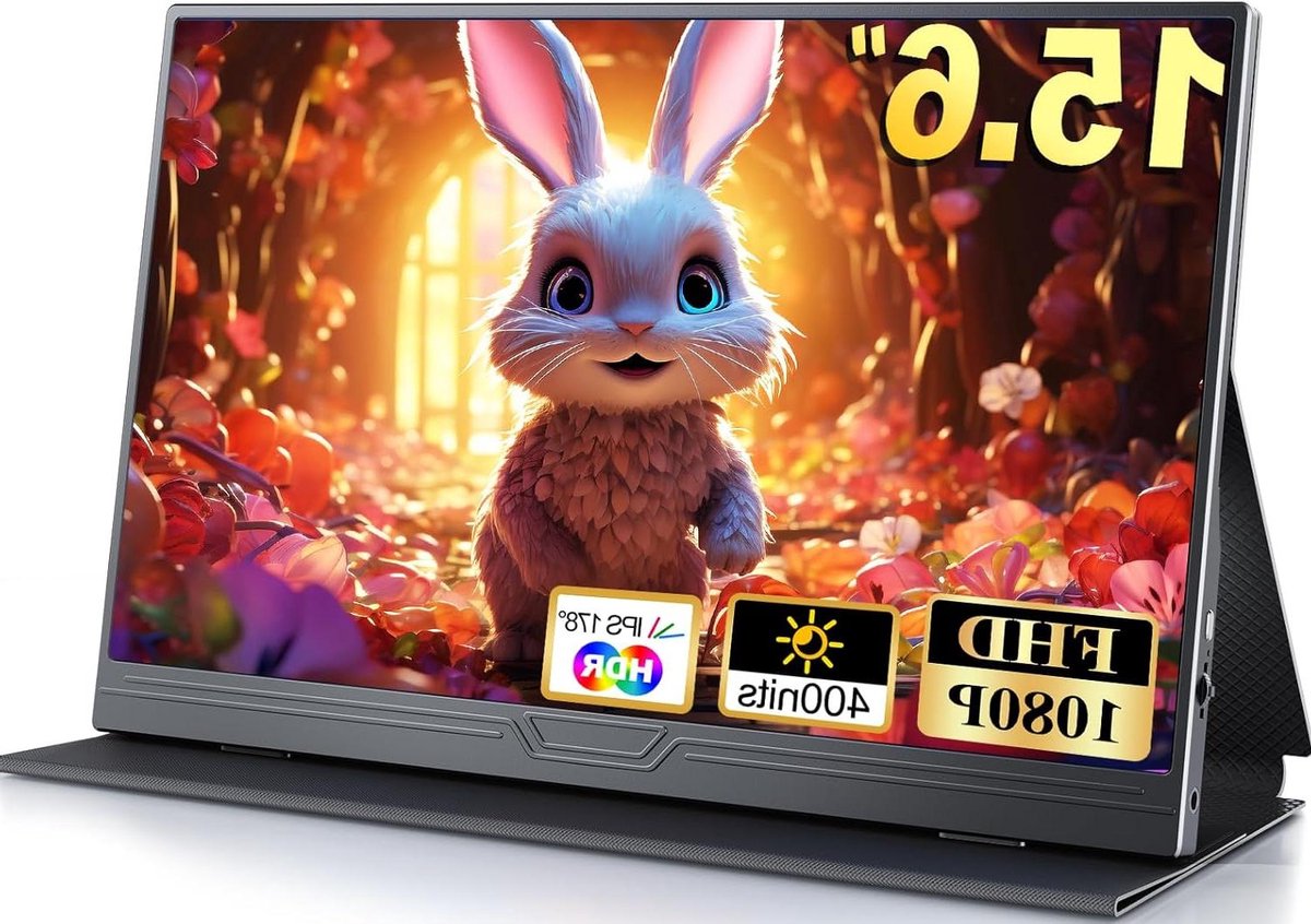 Draagbare Monitor - Extra Scherm - Efficiënter Werken - FHD 1080P IPS - 15.6 inch - Zwart