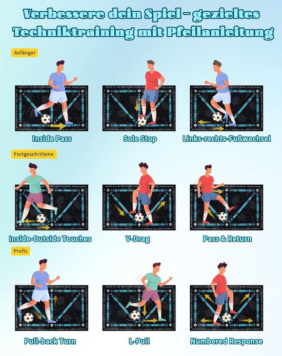Voetbal Trainingsmat - Balcontrole Trainer - Voetbalvaardigheden Oefenen - Compleet Trainingspakket - 60 x 90 cm - Zwart — afbeelding 4