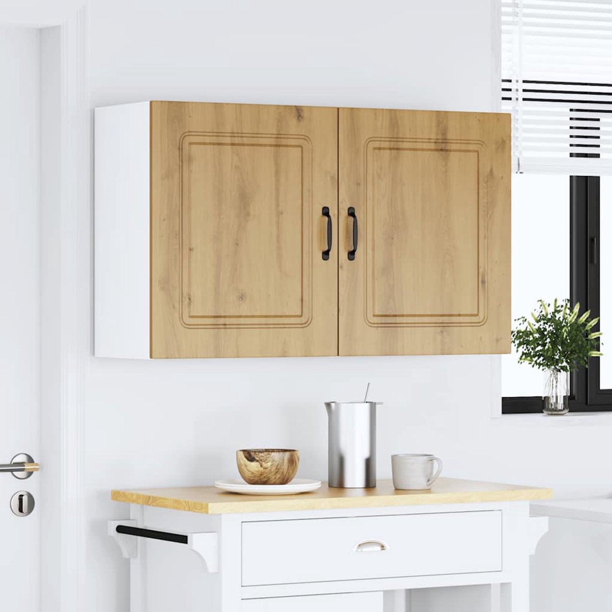 vidaXL Keuken - Wandkasten - 2 - stuks - "Kalmar" - Artisan - Eiken - Geengineerd - Hout Zwart