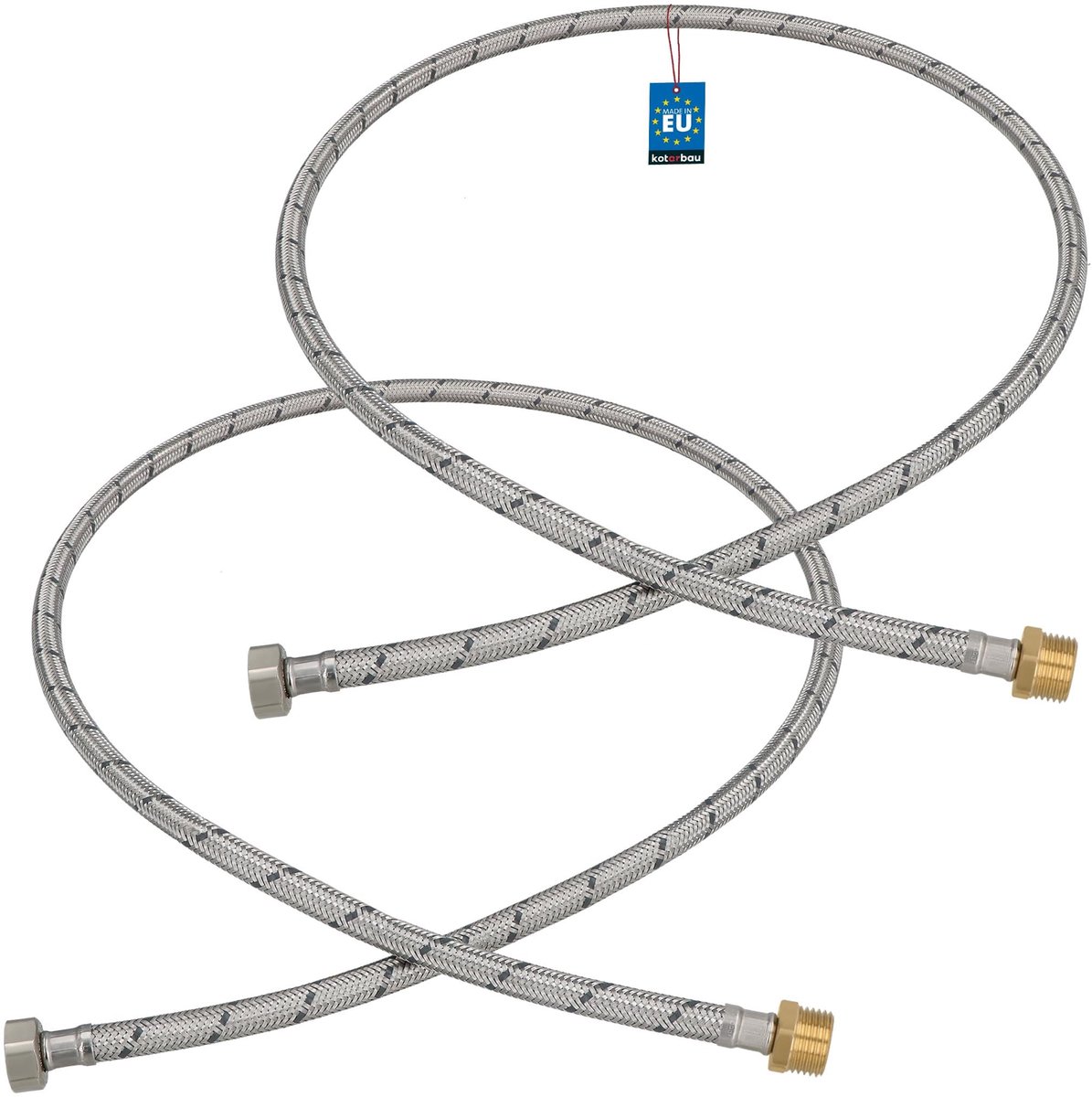 KOTARBAU® 2 Stuks - Flexibele Aansluitslang 1/2"x1/2" - Sanitaire Aansluitslang 140 cm - Flexibele Kraanslang - Buitendraad x Binnendraad - Aansluitslang Armatuur - Gevlochten Roestvrijstalen Aansluitslang