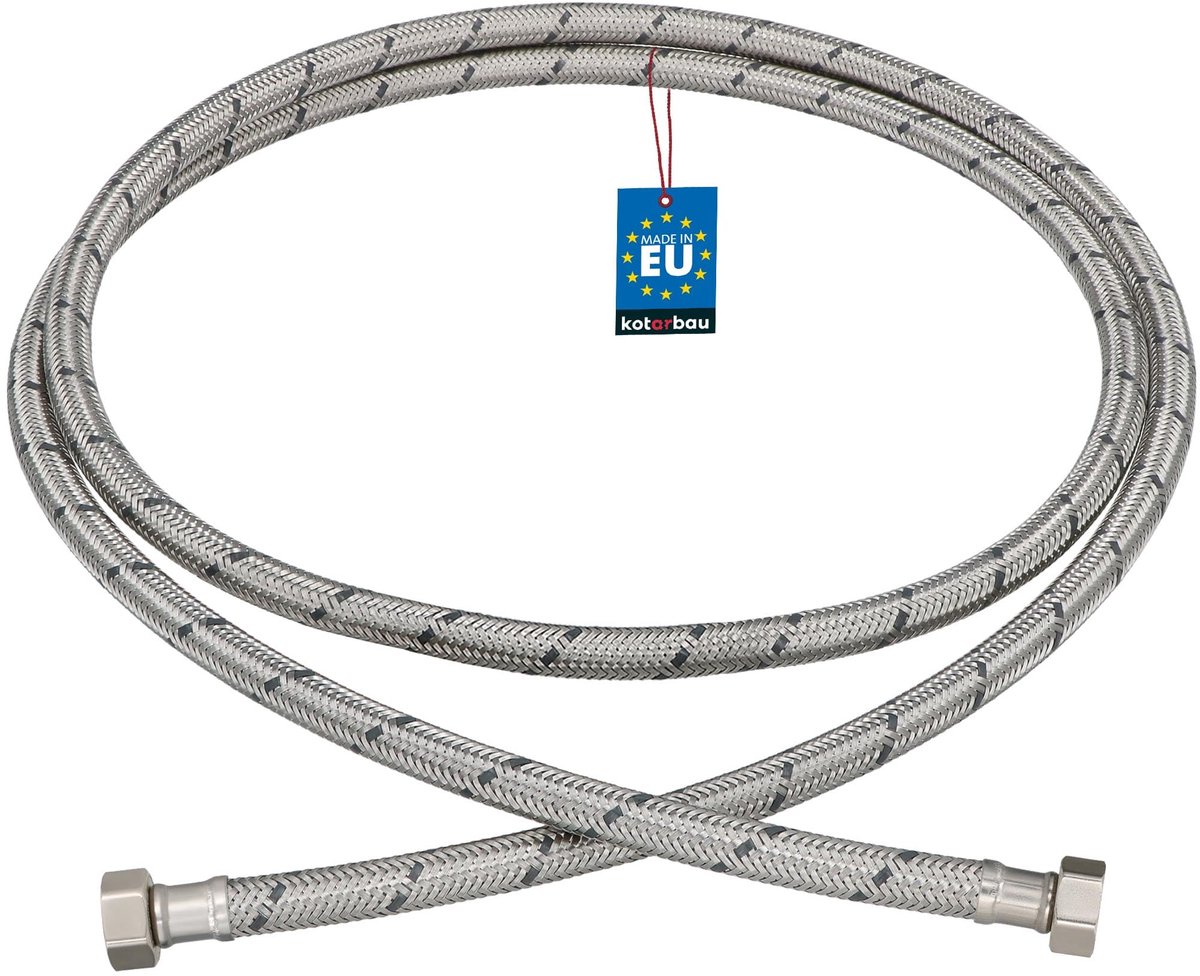 KOTARBAU® Flexibele Aansluitslang 3/8" x 3/8" - Flexibele Kraanslang 200 cm - Sanitaire Aansluitslang - Flexibele Verbindingsslang - Aansluitslang Armatuur - met Roestvrijstalen Vlechtwerk
