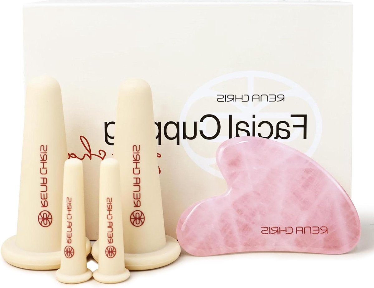 Gezichtscups Set - Gua Sha Steen - Natuurlijke Huidverzorging - Traditionele Chinese Techniek - 2 Maten - Roze