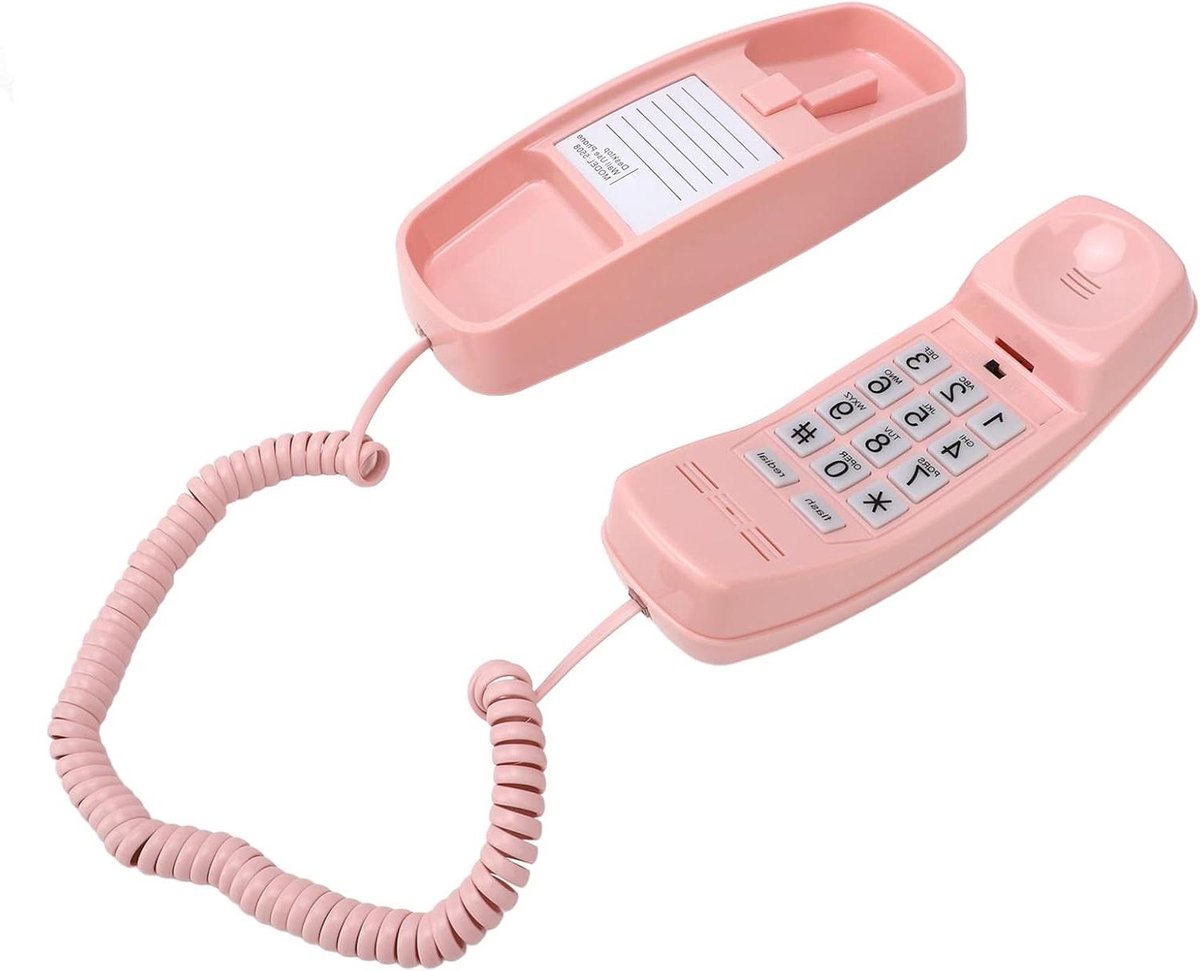 Vaste Telefoon Wandmontage - Thuis Telefoon Senioren - Duidelijk Bellen - Verlicht Toetsenbord - 110 DB Luid - Rozet