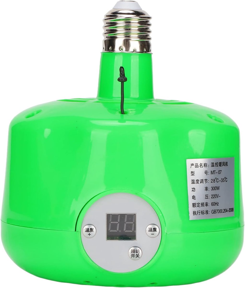 E27 300W Chicken Coop Heating Lamp with LCD Temperature Control, Adjustable 28-35°C, Warm Light and Ventilation for - ShopVlot