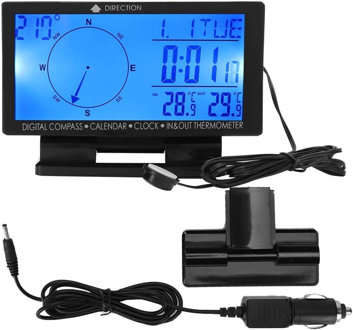 SnelShoppen - Thermometer CD60 Multifunctionele Digitale Auto Thermometer voor Vrachtwagen met Tijd en Navigatiefunctie - Auto Navigatie