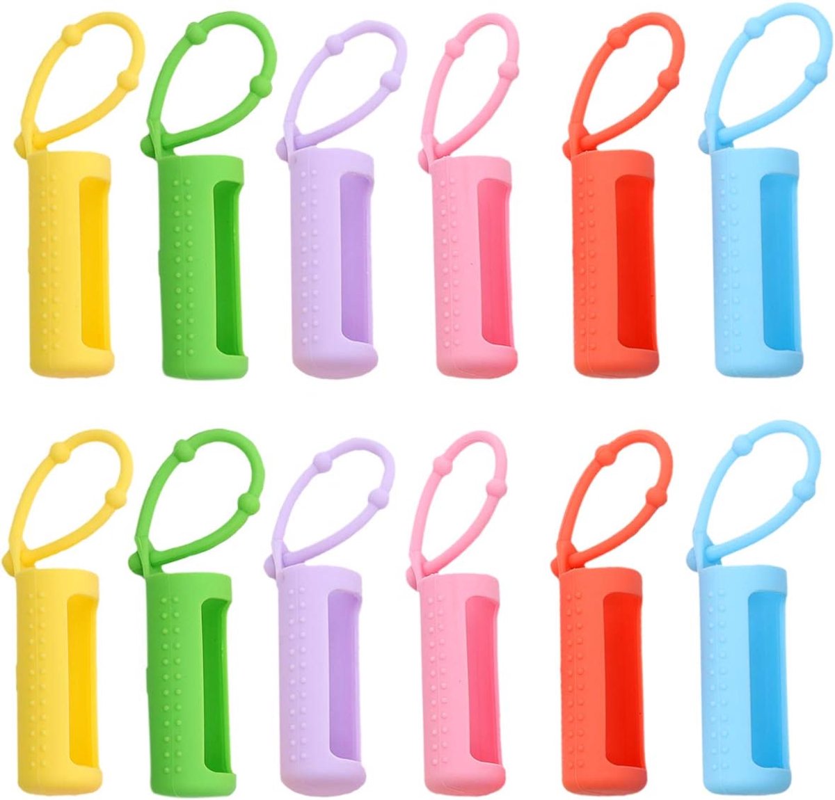 SnelShoppen - 12 Stuks 10ML Dopperflessen voor Essentiële Olie met Silicone Roller Bottle Houder en Beschermende Cover voor Reizen, Kamperen en Dageli