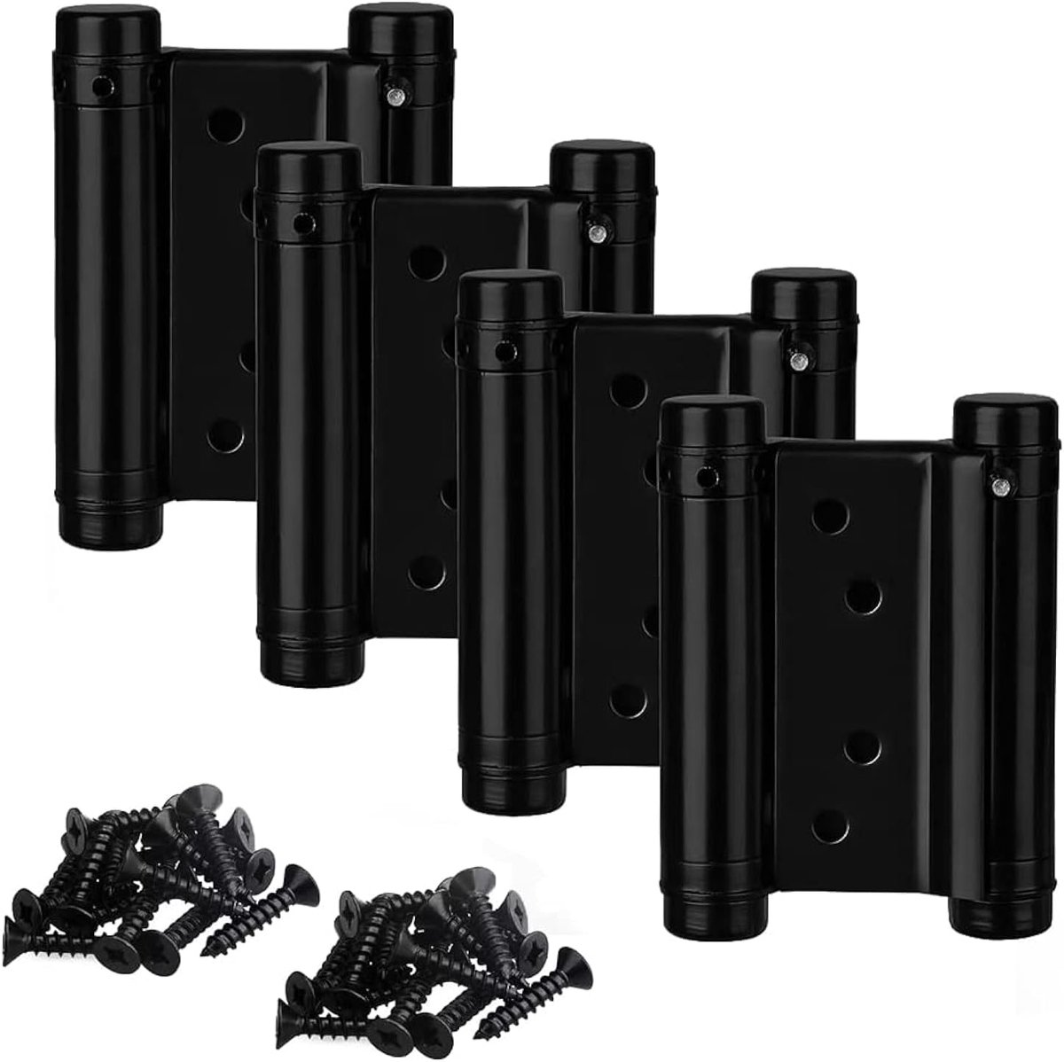Deurscharnieren 76mm - Matte Zwarte RVS - Dubbelwerkend en Zelfsluitend - Ideaal voor Salons - ShopVlot
