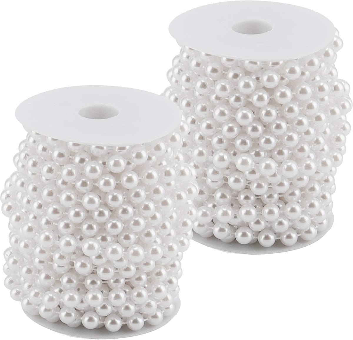 SnelShoppen - Parel Slingers Wit, 10 Meter, 2 Rollen Kunstparels, 10 mm, Decoratie, Bruiloft, Kerst, DIY, Armbanden