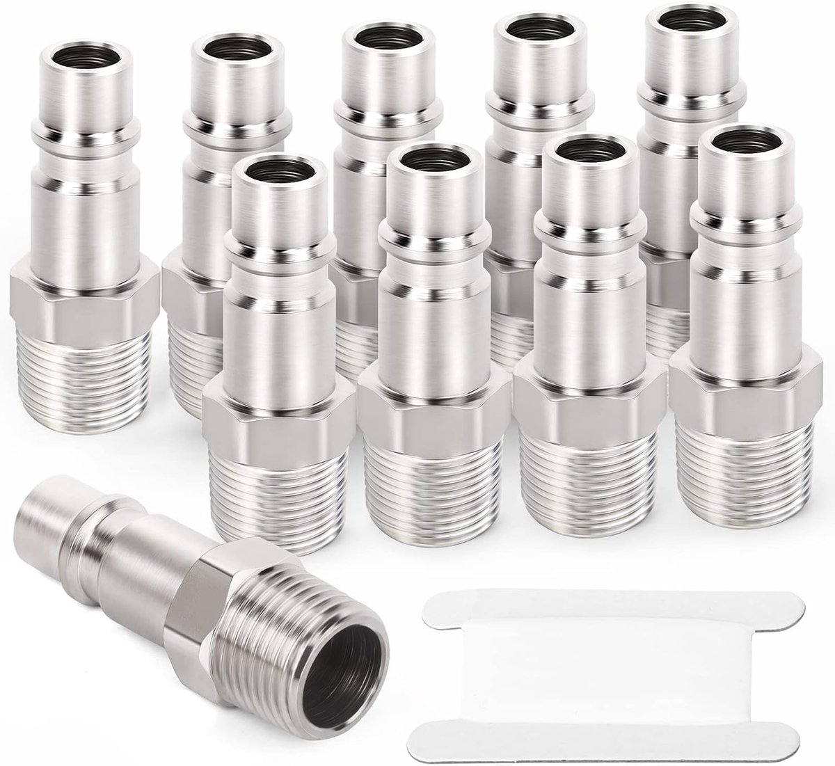 10pcs 3/8" BSP Thread Male Industrial Steel Air Plug, Air Tools Accessories Quick Fittings Pneumatic Plugs - ShopVlot