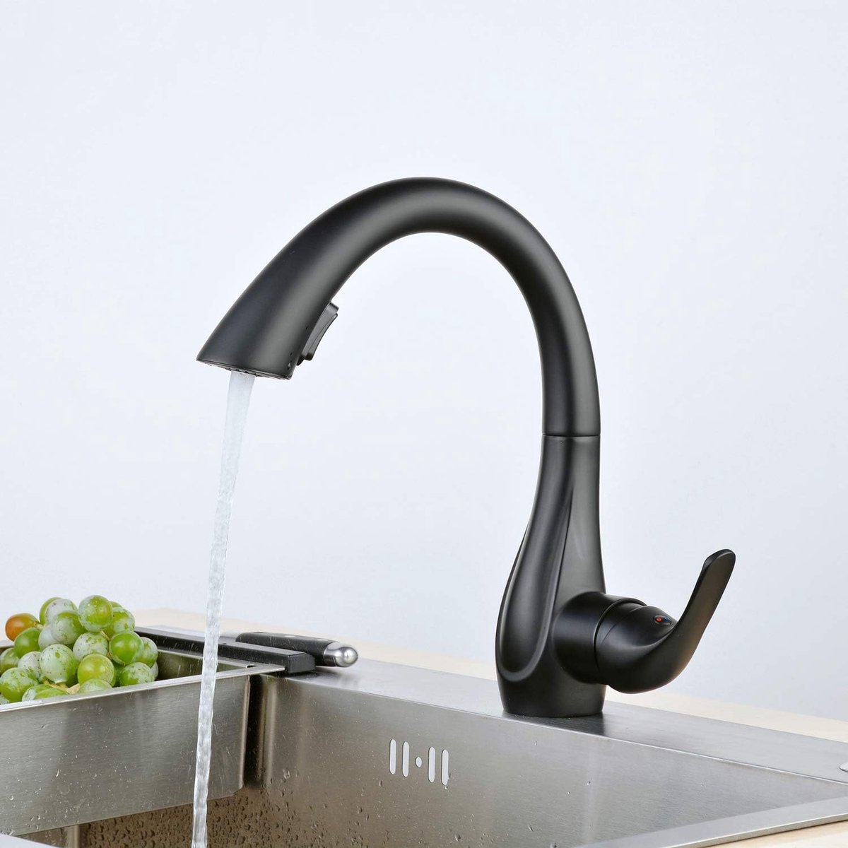 Pull Out Kitchen Faucet Mixer, Black, Commercial Monobloc Kitchen Sink Faucet with Pull Down Sprayer, Double Water - ShopVlot