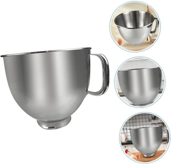 Roestvrijstalen Mengkom - Mixer Kom Fruitschaal - Bakken en Mengen - Compatibel met Keukenmixers - 22 cm diameter - Zilver — afbeelding 5