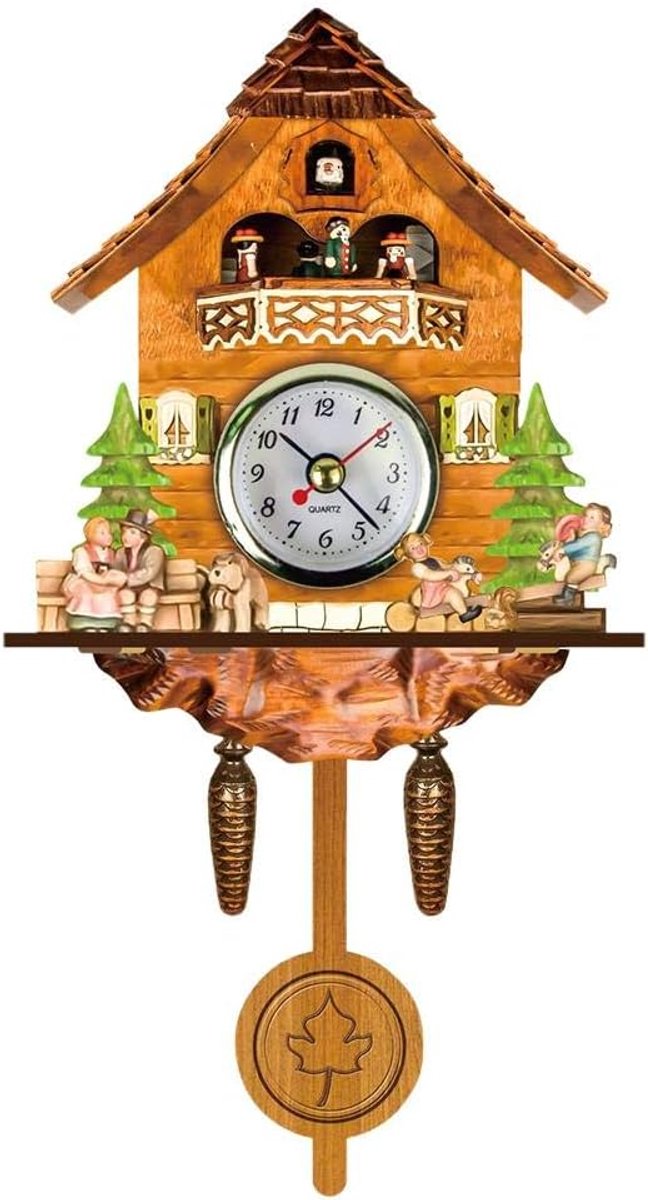 SnelShoppen - Hidyliu Cuckoo Klok - Antieke Houten Wandklok met Koekoek en Pendule - Retro Decoratie voor Thuis, Zwart Bos Stijl, Handgemaakt, 3D Cart