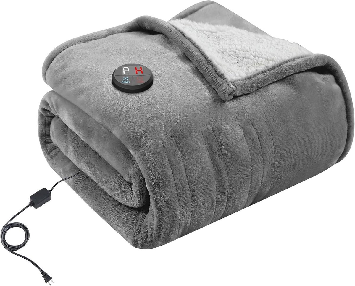 Warmtedeken - Elektrische deken - Comfort en warmte - 10 warmtestanden - 130 x 180 cm - Grijs