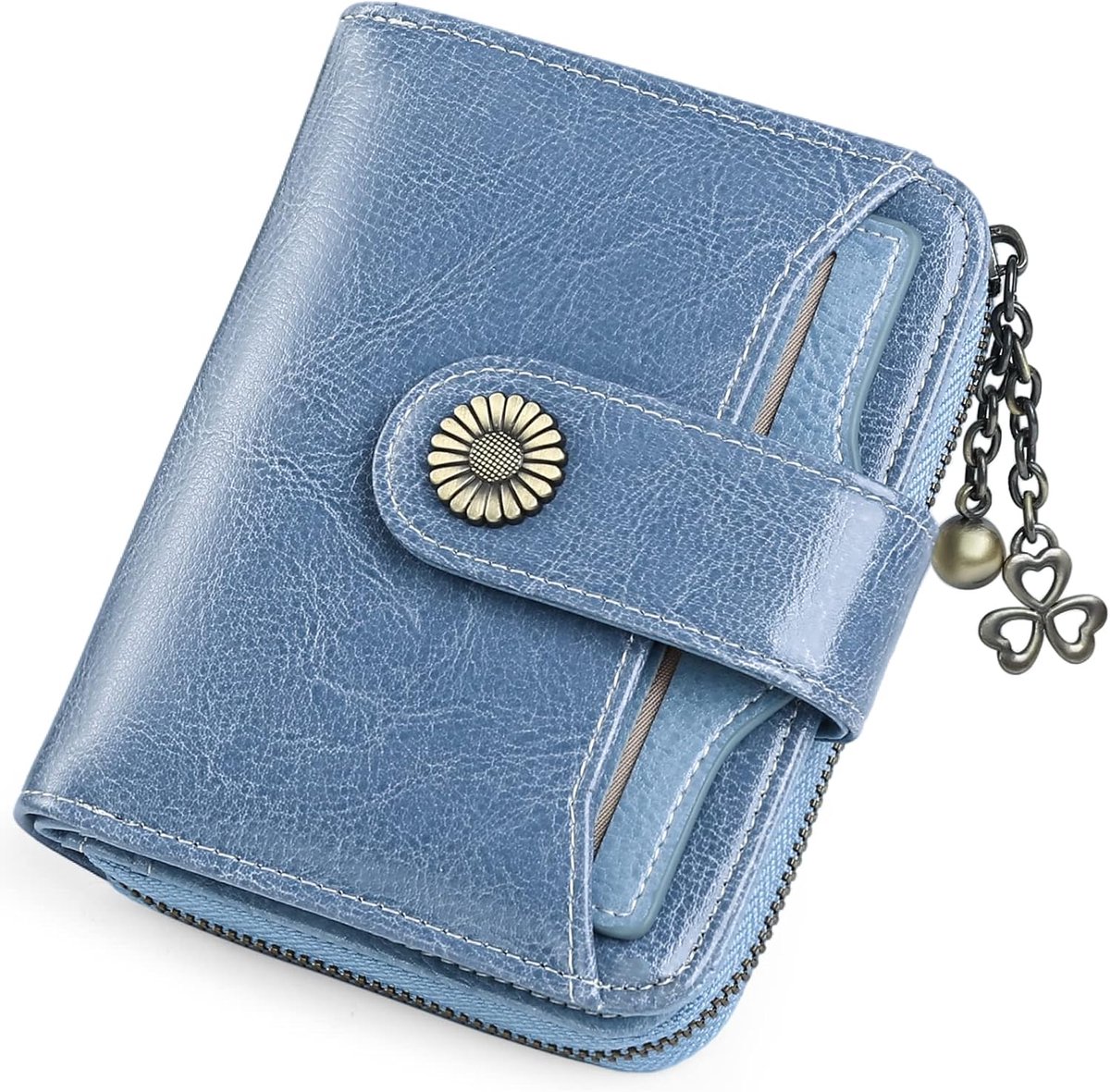 SnelShoppen - Dames Portemonnee Klein Compact Echt Leer Met RFID Bescherming - 8 Kaart Slots, Handzaam, Ideaal Voor Dagelijks Gebruik, Feest, Reizen