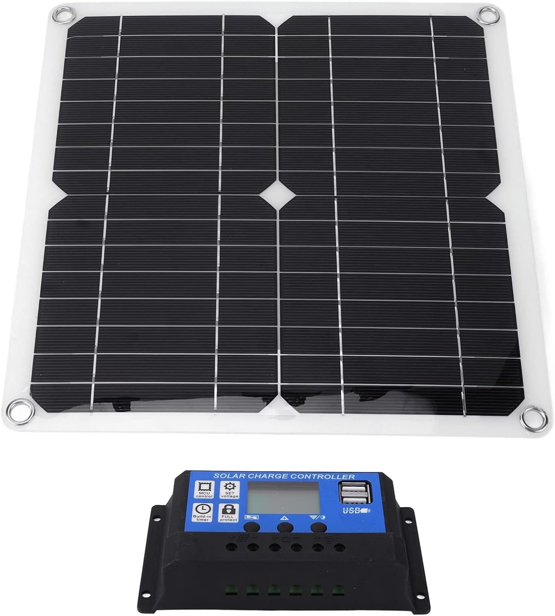 SnelShoppen - 15W Zonnepaneel Controller Kit met Dubbele USB DC Uitgang 100A Zonnepaneel Regulator Batterijlader (Blauw)