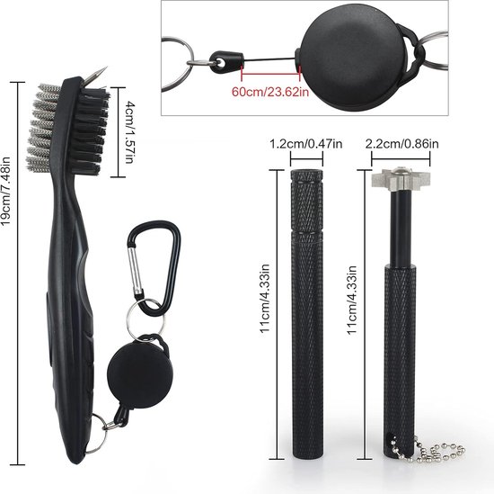 SnelShoppen - Golf Club Cleaner Tool Set - Professionele Golfclub Reinigingsset met Dubbele Borstel en 2 Groef Slijp Tools voor Verbeterde Balcontrole van Snelshoppen — afbeelding 5