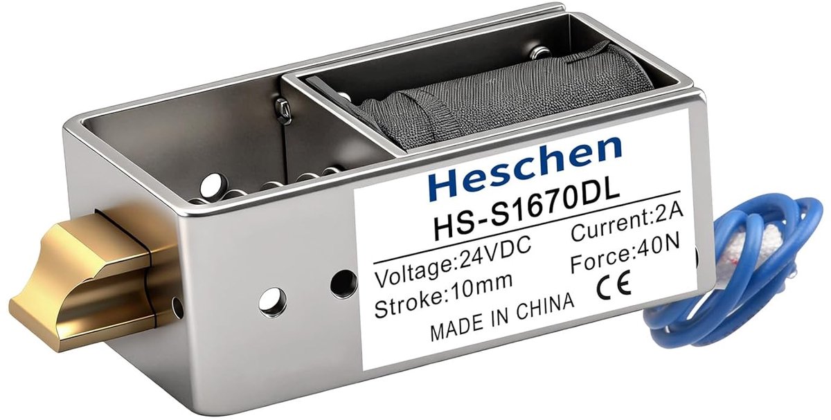 SnelShoppen - Hechen Elektromagneet HS-S1670DL DC24V 40N 10mm Slag Push Pull Type Open Frame Deurslot - Metaal, Elektronische Onderdelen