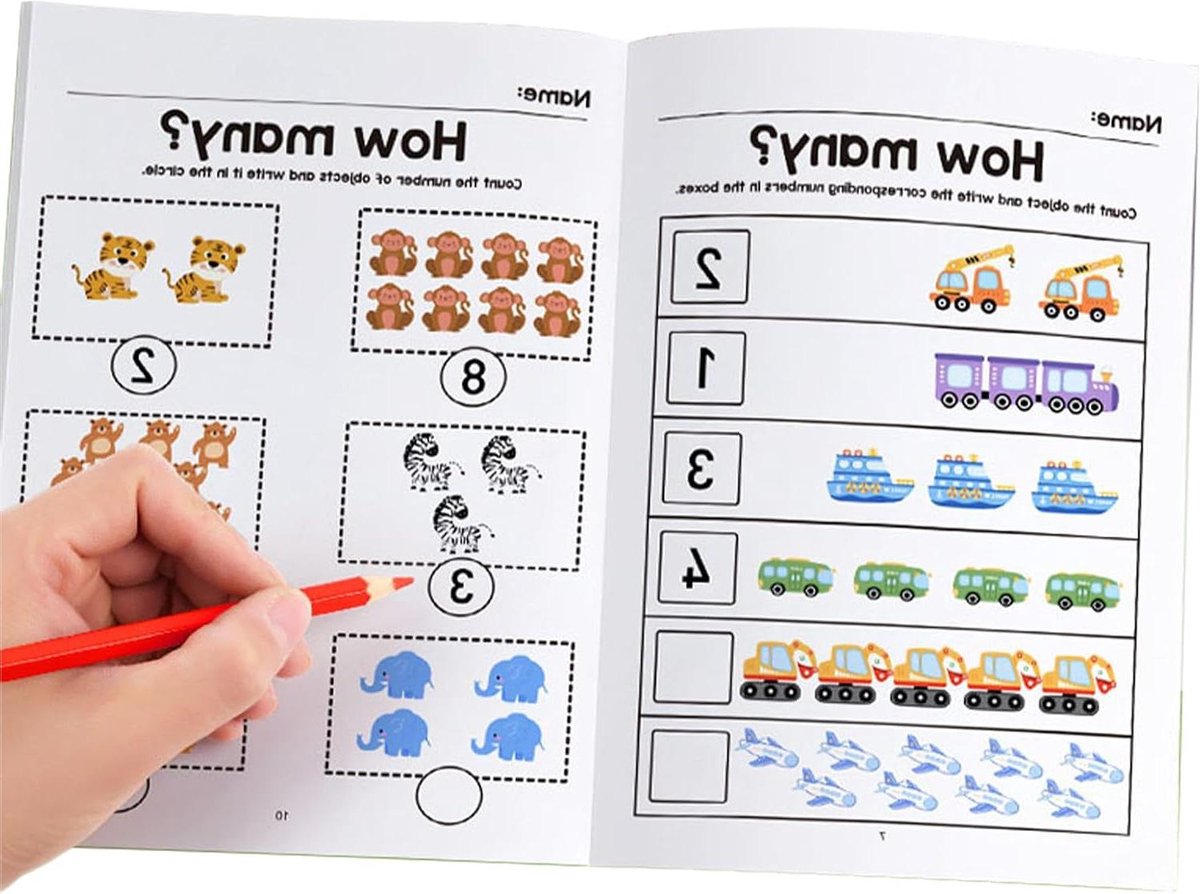 Wiskunde Werkboek Kinderen - Oefenboek Cijfers - Spelenderwijs Leren - Levendige Illustraties - 24 x 17 cm - Meerkleurig
